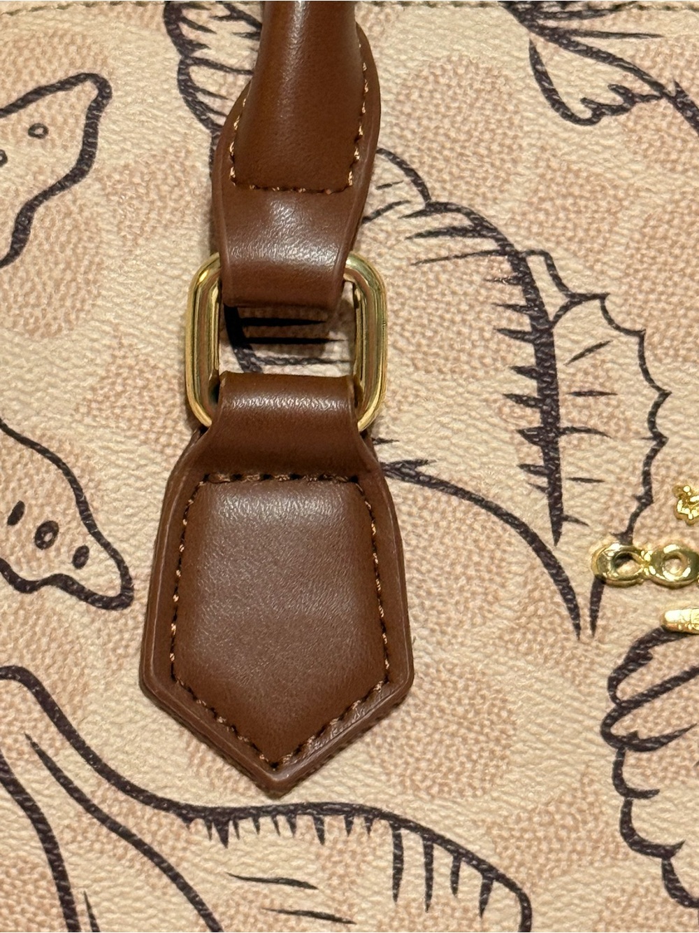 Shell-Print Satchel with Brown Trim - Picture 12 of 13